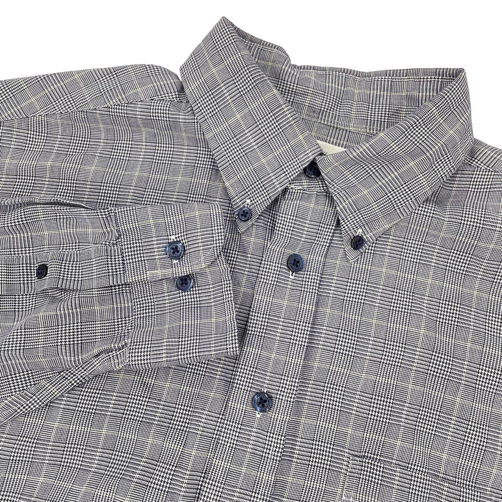 Turnbury Men's Large 35 Long Sleeve Button Down Shirt Plaid Cotton Office Dress